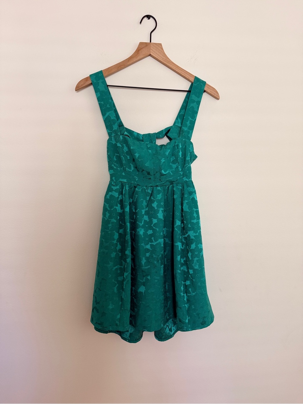 Emerald Green Floral Fit-and-Flare Dress